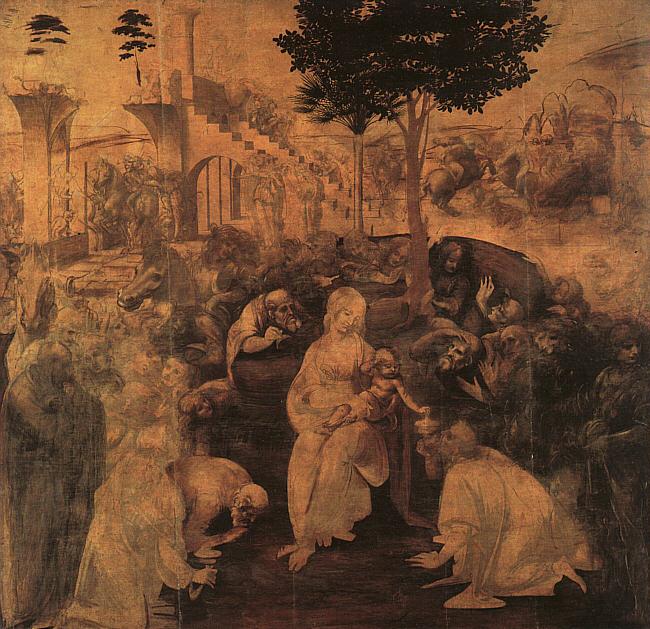  Leonardo  Da Vinci Adoration of the Magi oil painting picture